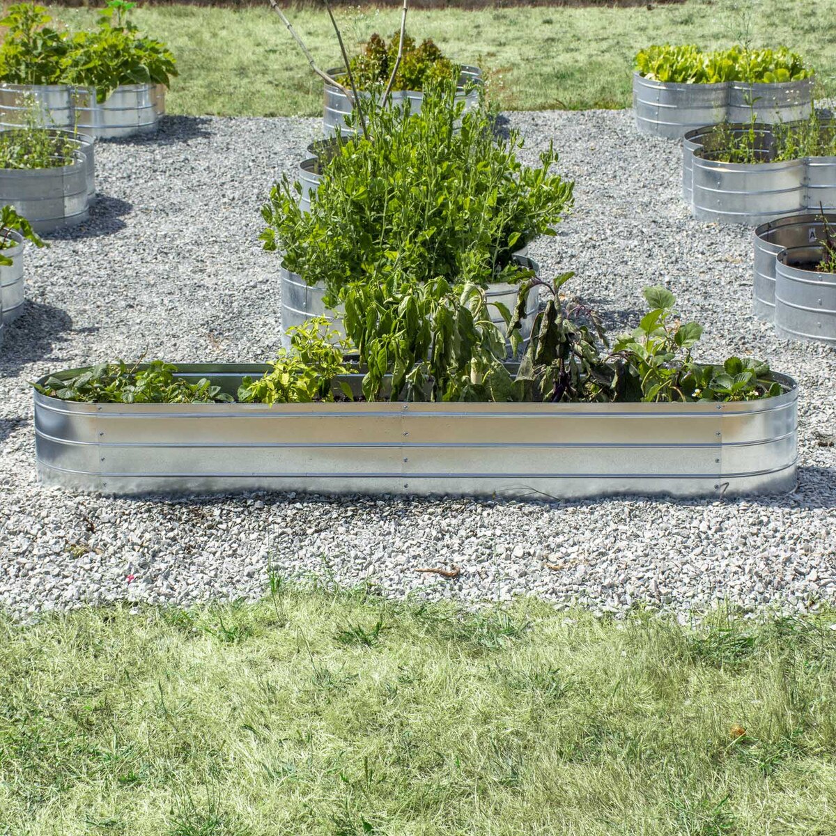 Oval steel raised garden planter